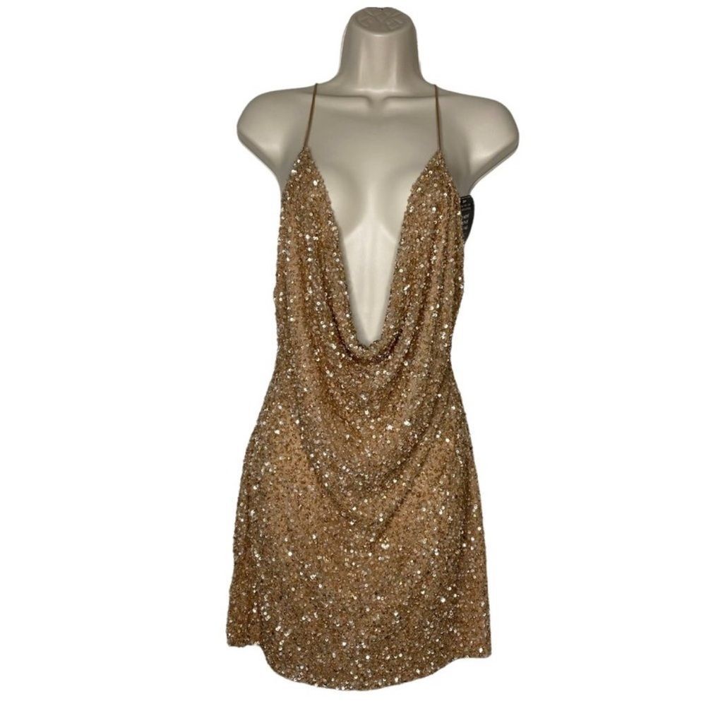 RETROFETE X REVOLVE MICH SEQUIN WOMEN'S DRESS NUDE L - Picture 6 of 16